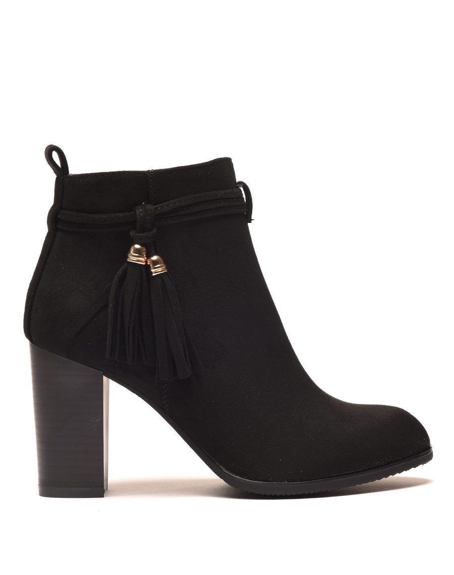 Bottines noires à talons & fines lanières