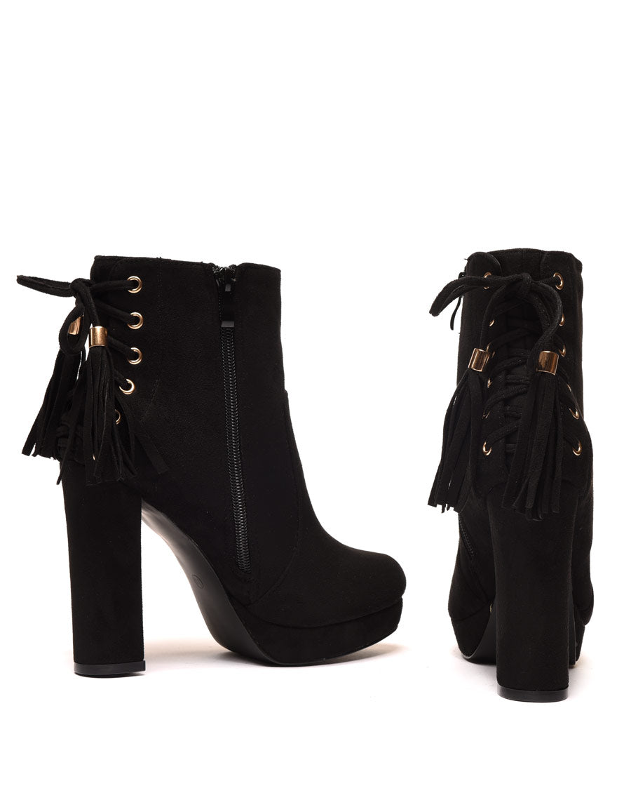 Bottines noires à talons hauts et plateforme