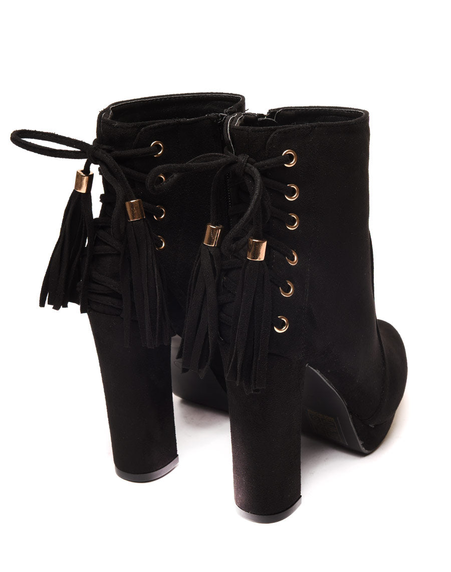 Bottines noires à talons hauts et plateforme