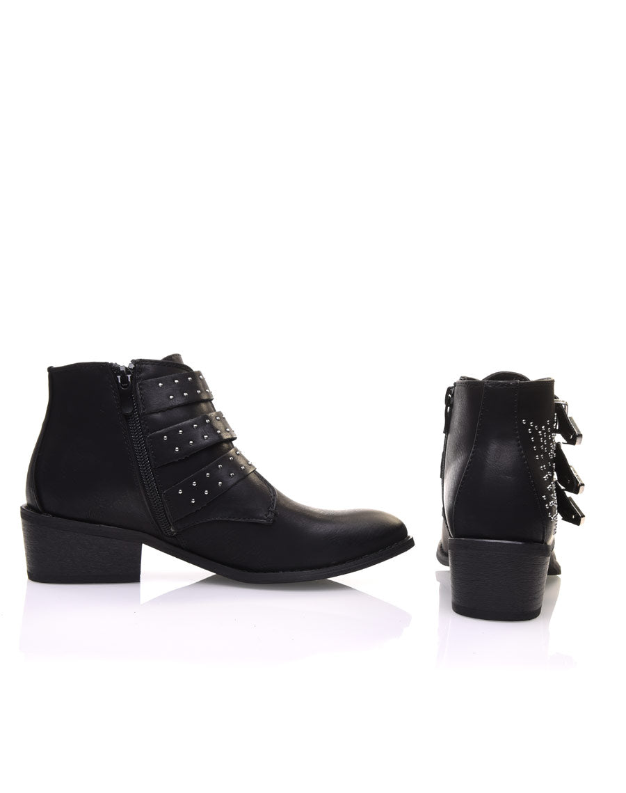 Bottines noires à trois brides
