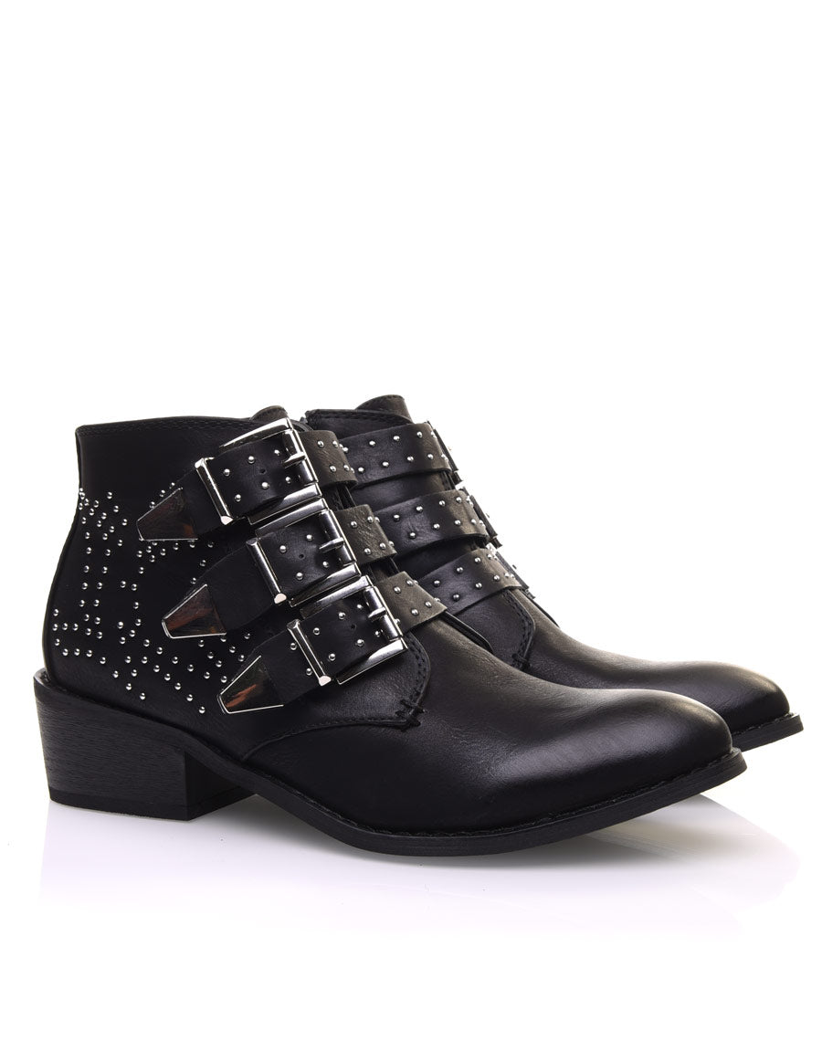 Bottines noires à trois brides