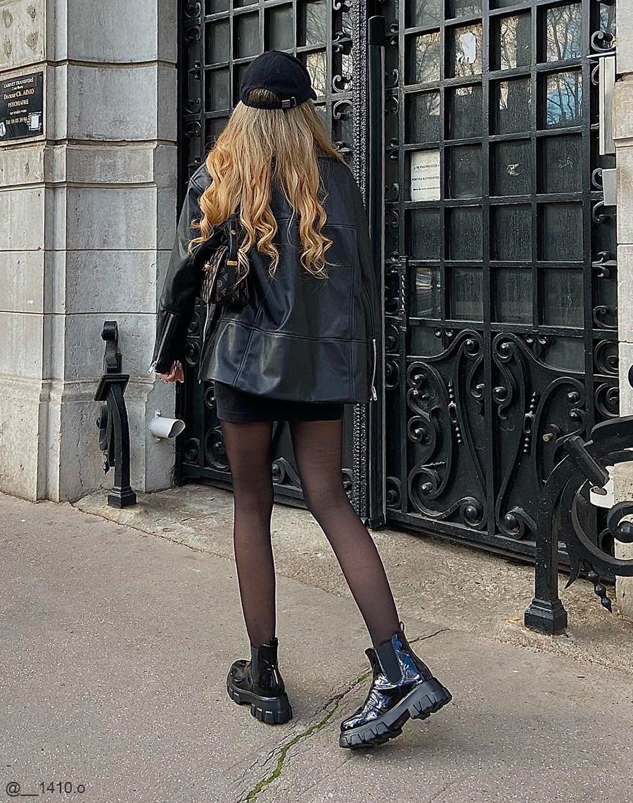 Bottines noires vernis à semelles plateformes