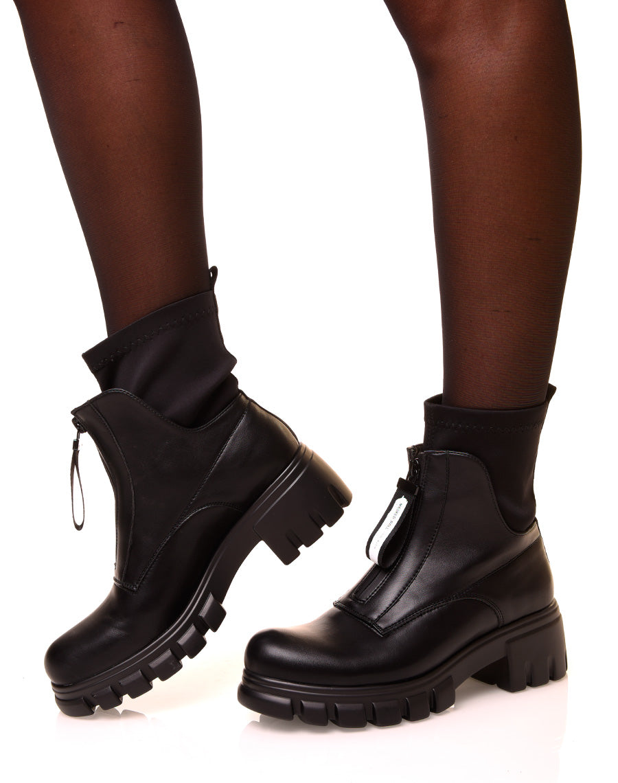 Bottines noires à zip effet chaussette