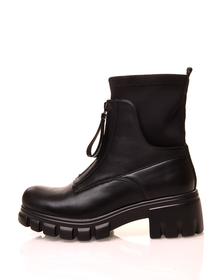 Bottines noires à zip effet chaussette