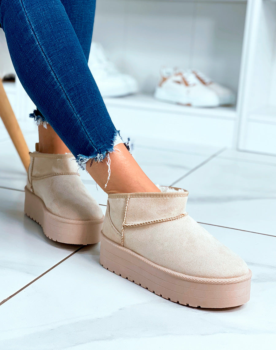 BOTTINES ? PLATEFORME FOURR?ES EN FAUSSES FOURRURES