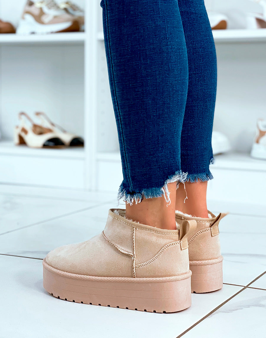 BOTTINES ? PLATEFORME FOURR?ES EN FAUSSES FOURRURES