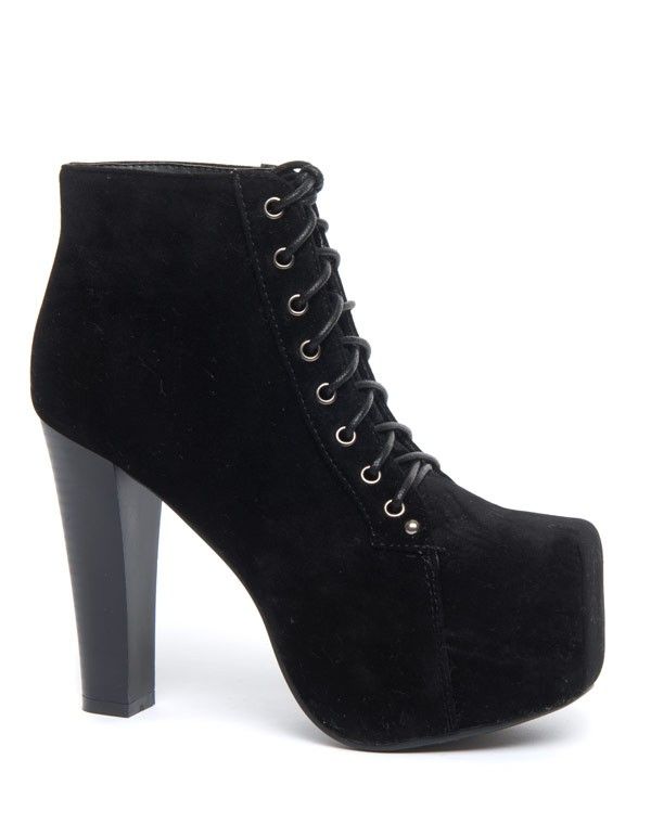 Bottines plateforme Ideal noir talons et lacets