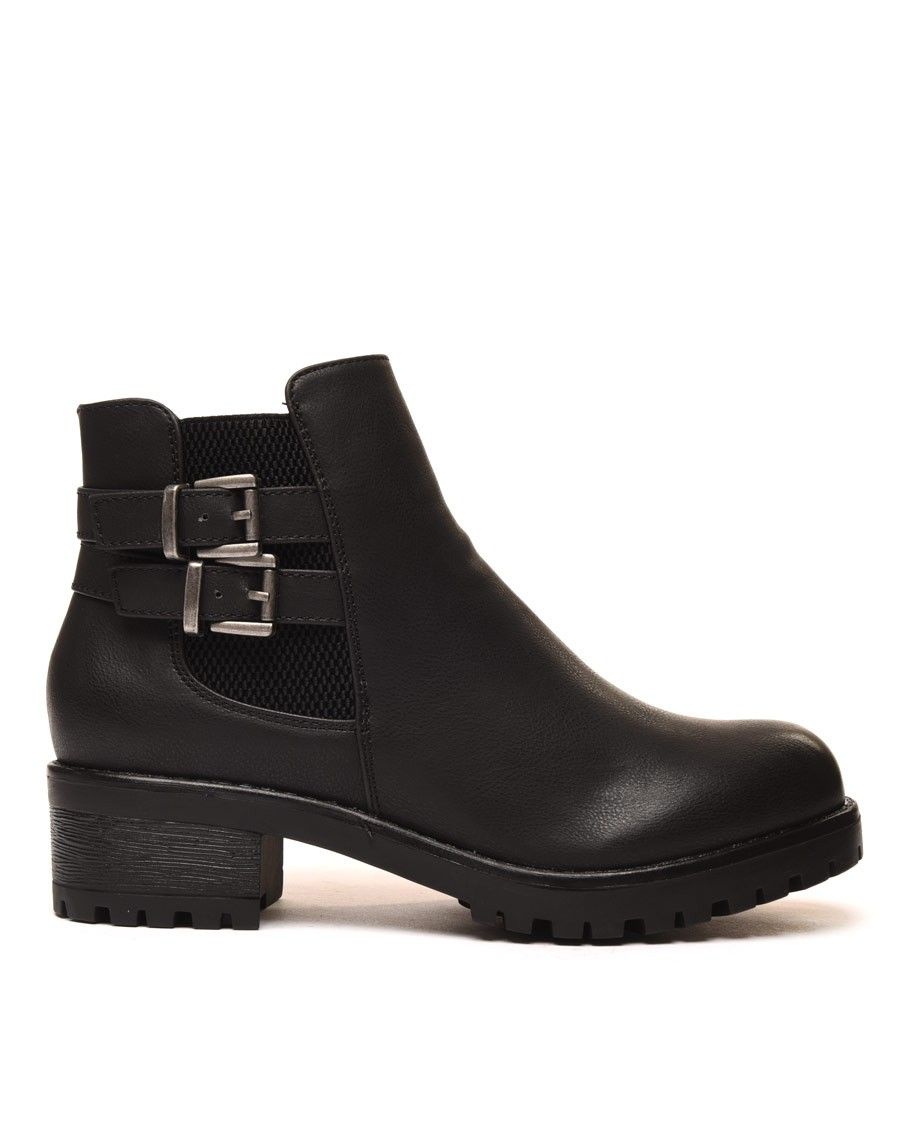 Bottines plates noires avec élastique