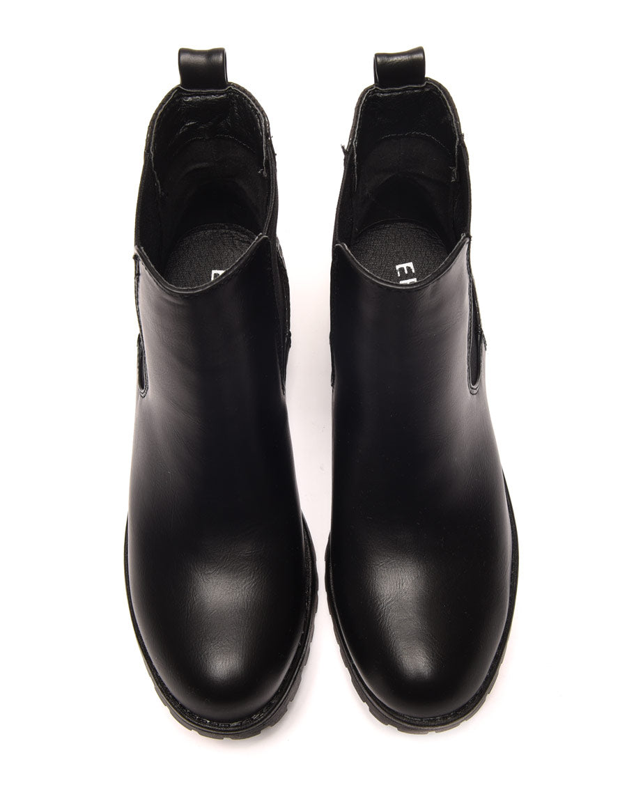 Bottines plates noires avec élastiques et motifs python