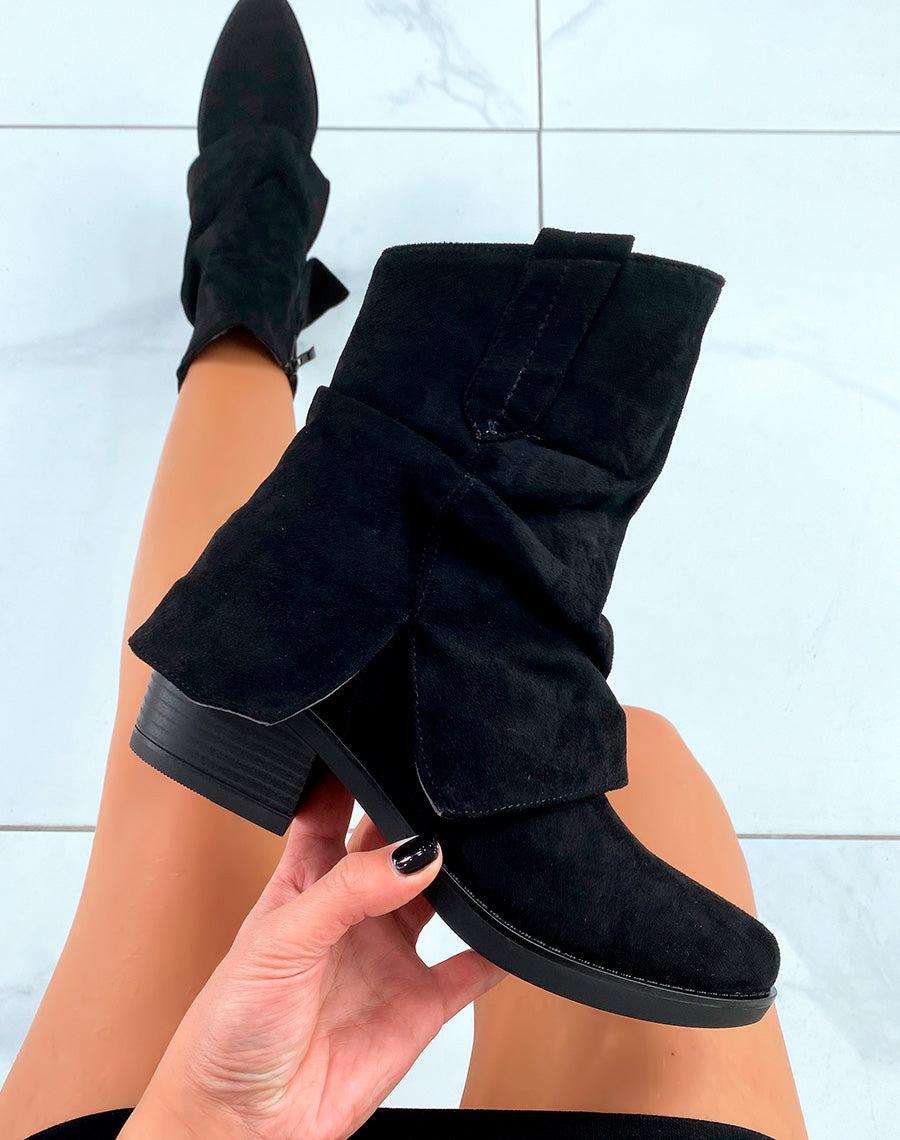 Bottines Santiags Noires : L'Élégance Western en Suédine