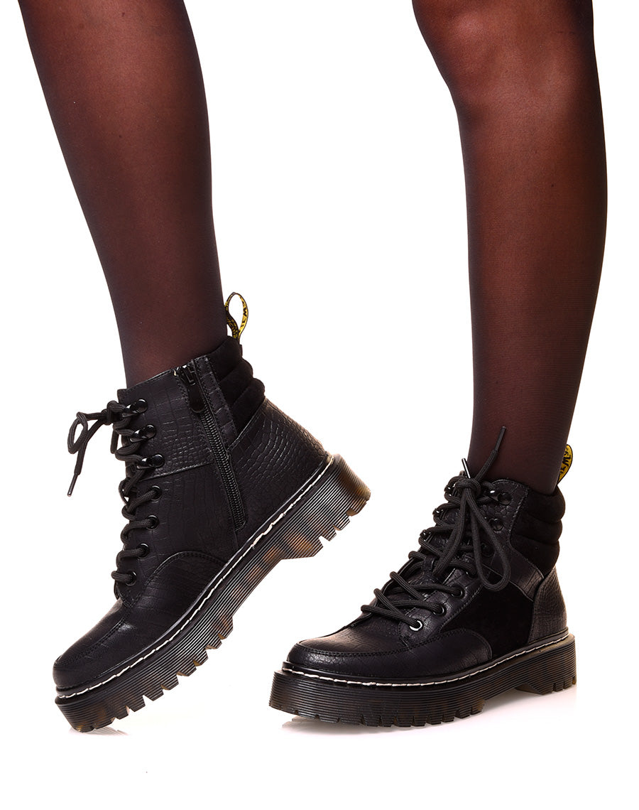 Bottines à semelle épaisse bi matières