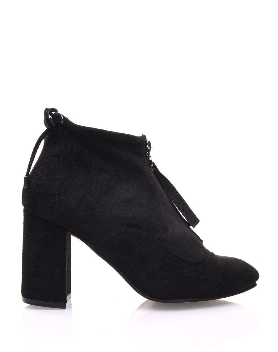 Bottines souples en suédine noires à talons hauts