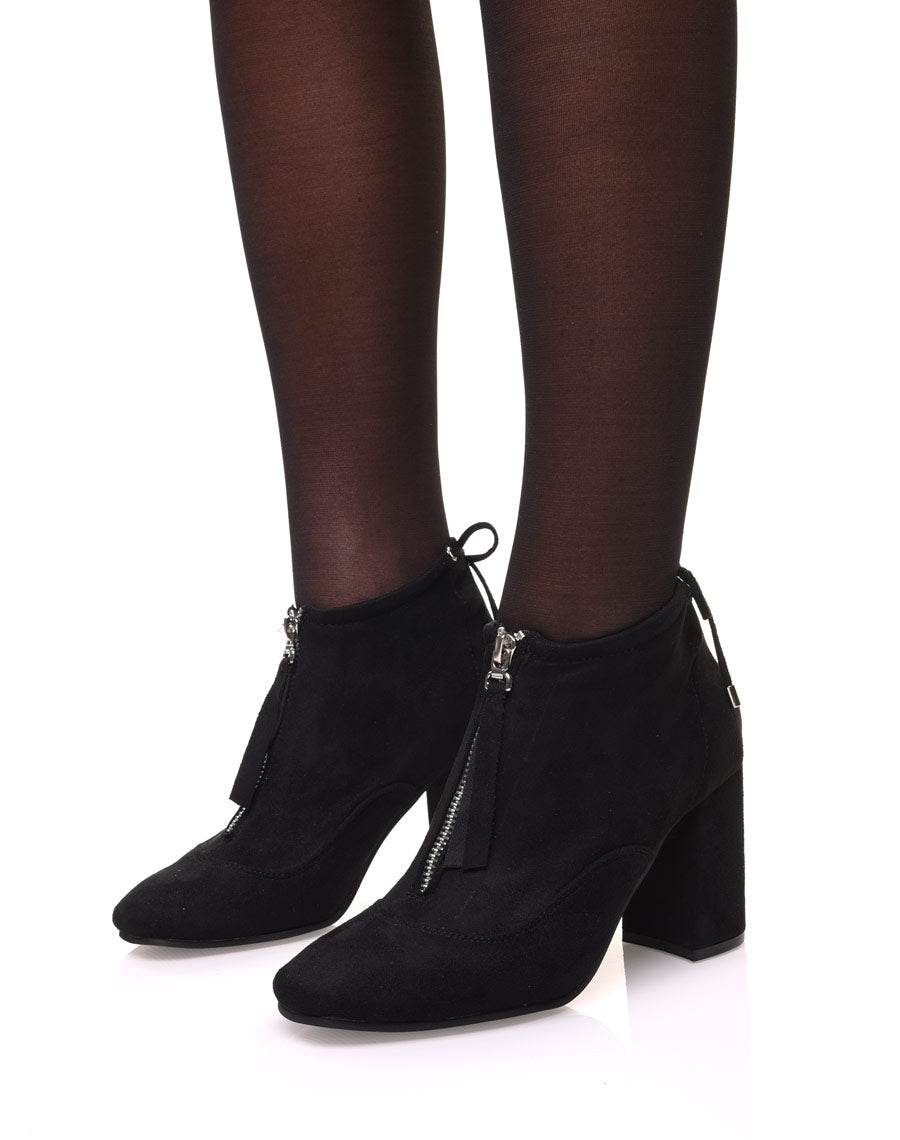 Bottines souples en suédine noires à talons hauts