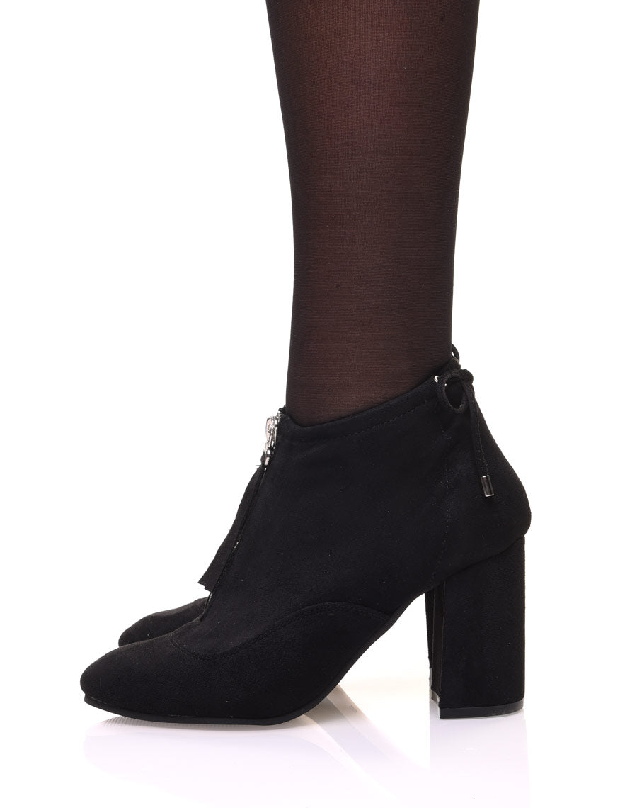 Bottines souples en suédine noires à talons hauts