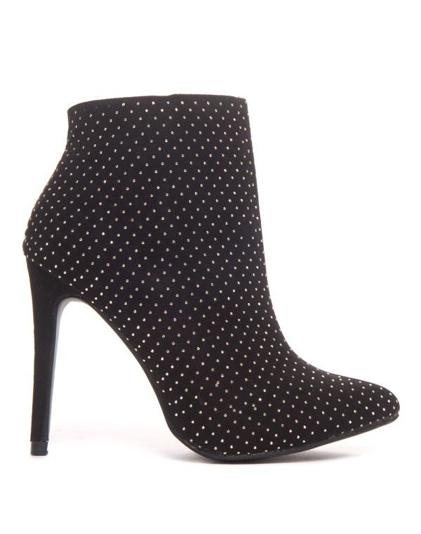 Bottines à talon fin et bout pointu avec mini clous