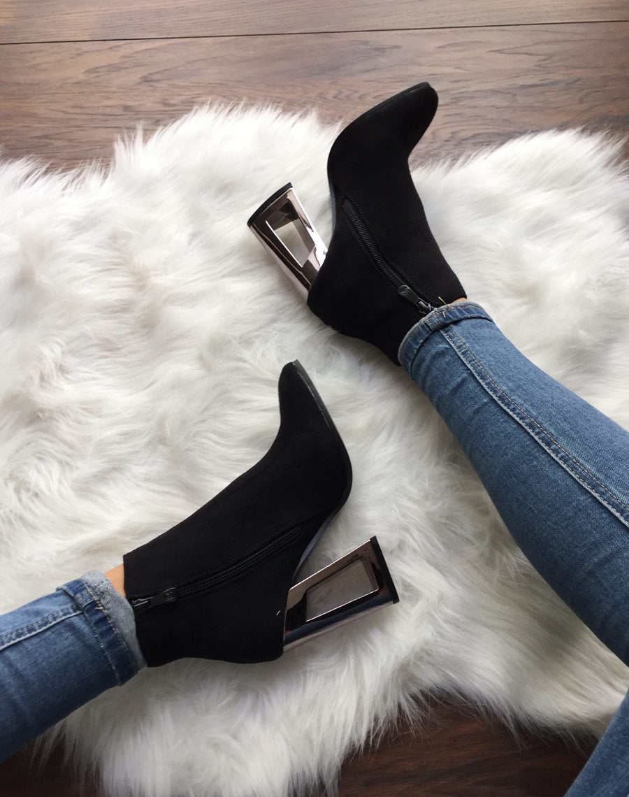 Bottines à talon graphique métallisé