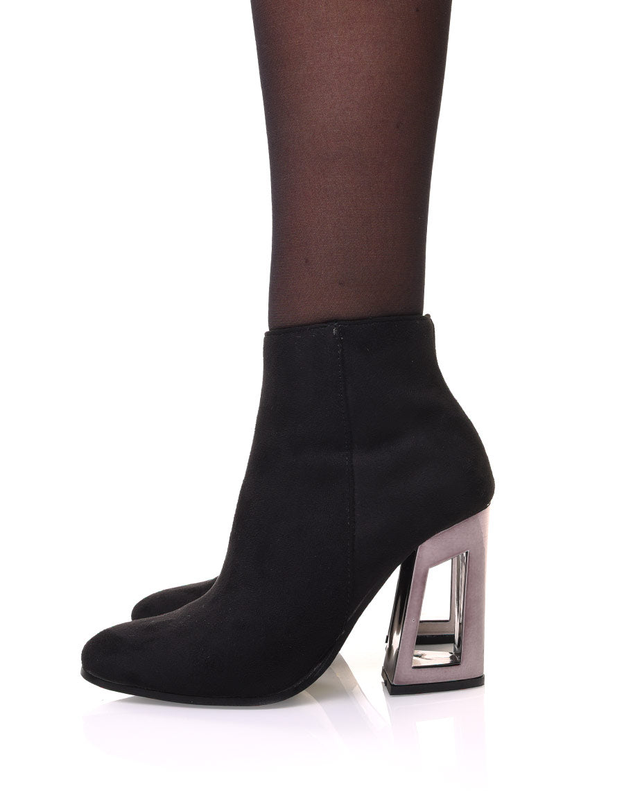 Bottines à talon graphique métallisé