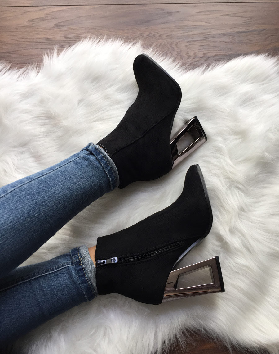 Bottines à talon graphique métallisé