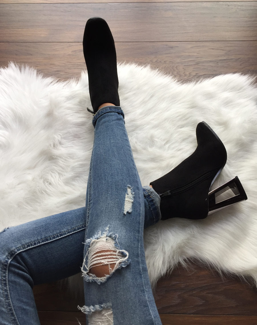 Bottines à talon graphique métallisé