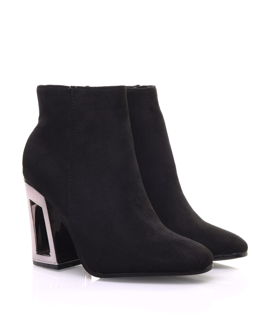 Bottines à talon graphique métallisé