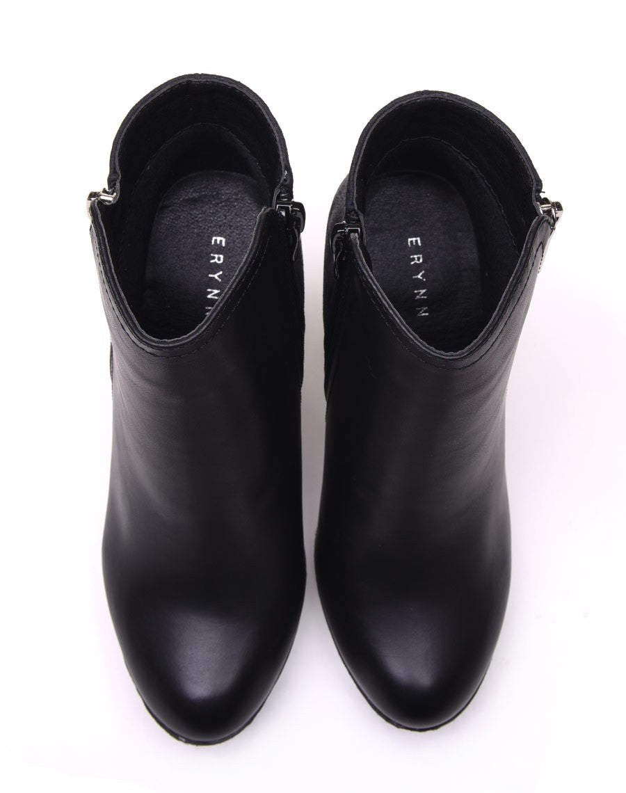 Bottines à talons bi matières noires