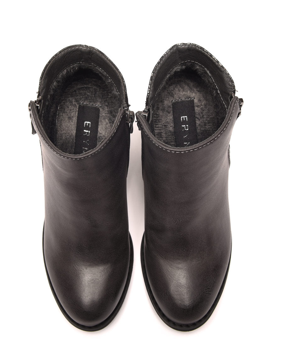 Bottines à talons grises avec motifs python