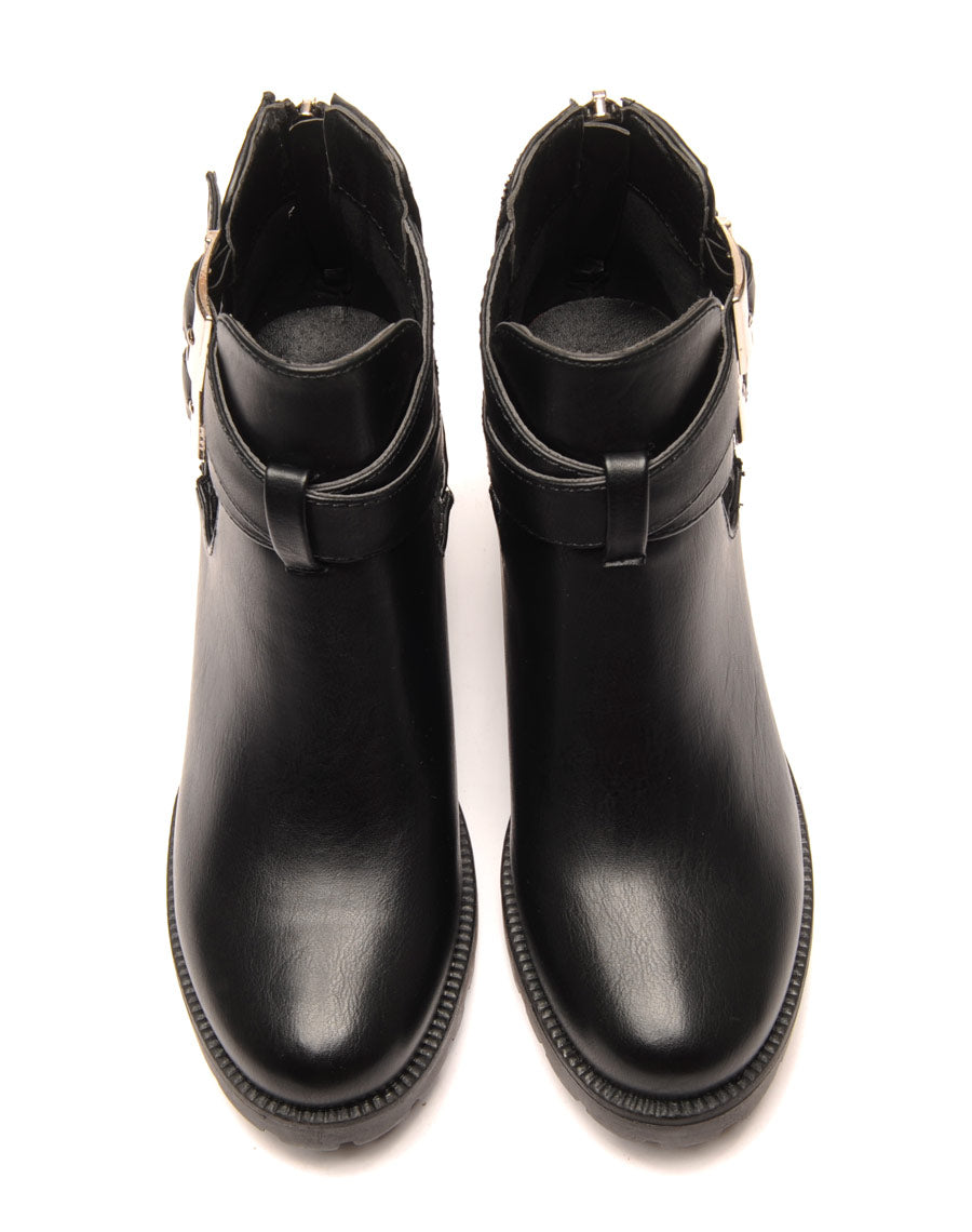 Bottines à talons noires ajourées et pailletées