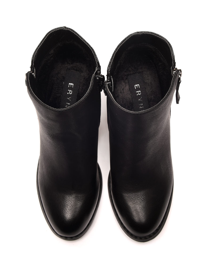 Bottines à talons noires avec motifs python
