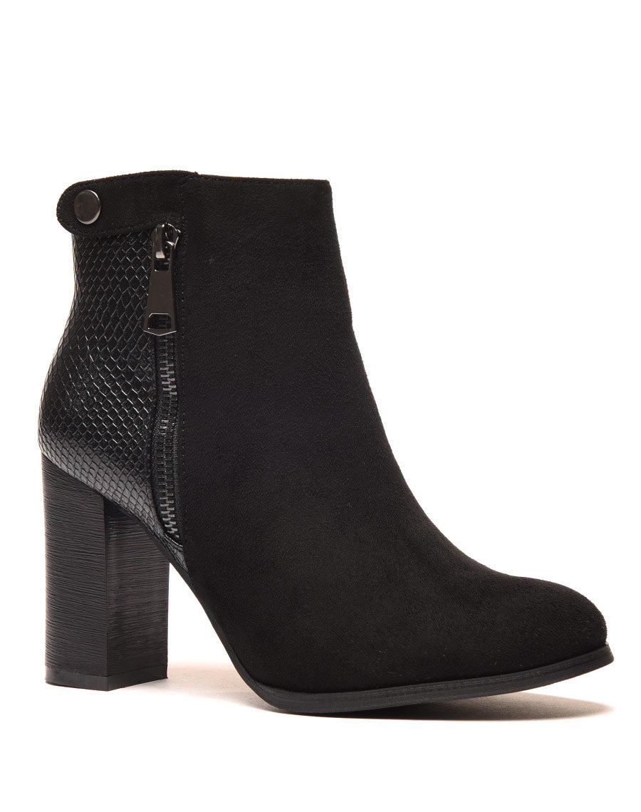 Bottines à talons noires & motif python