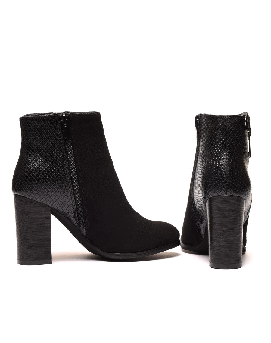 Bottines à talons noires & motif python