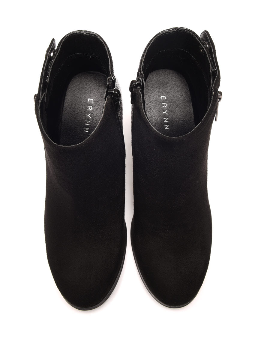 Bottines à talons noires & motif python