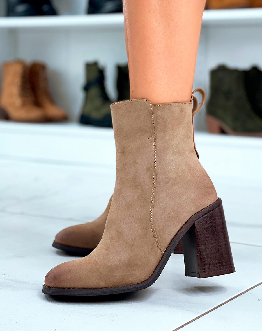Bottines Taupe Claires : Talon 9cm & Confort d'Hiver