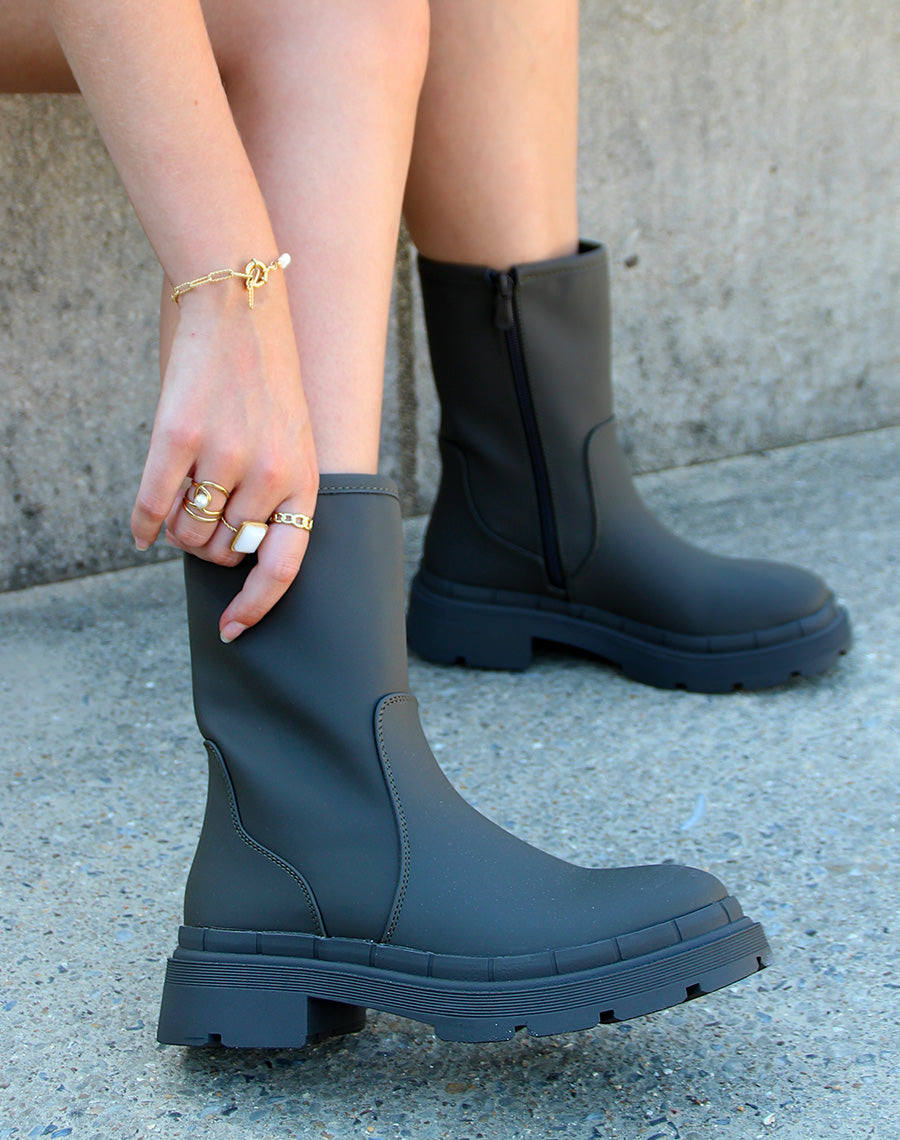 Bottines vert kaki gommées