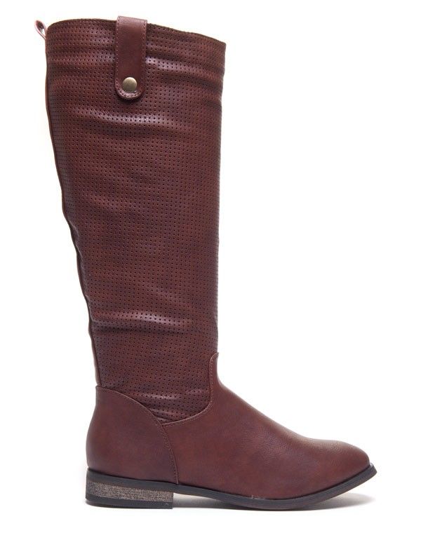 Chaussure femme Ideal : Bottes marron perforées