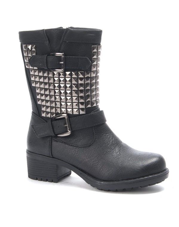 Chaussure femme Jennika: Botte clouté noire
