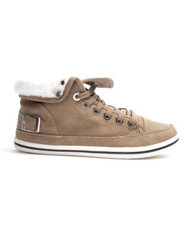 Chaussure femme Libra Pop: Basket fourré - kaki