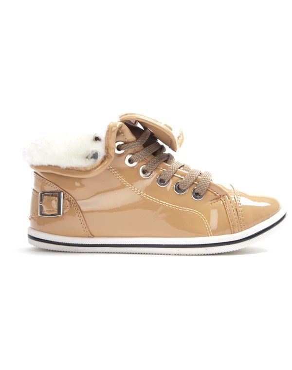 Chaussure femme Libra Pop: Basket vernis fourré - kaki