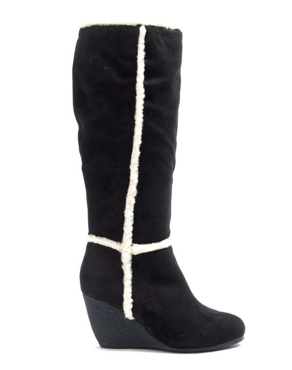 Chaussure femme Like You: Botte à talon compensé - noir