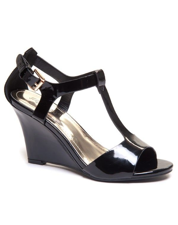 Chaussure femme: Sandales compensées noires