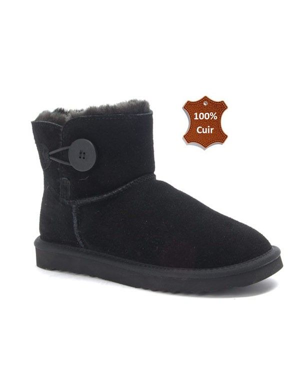 Chaussure femme Sinly: Bottine fourrée en CUIR noire