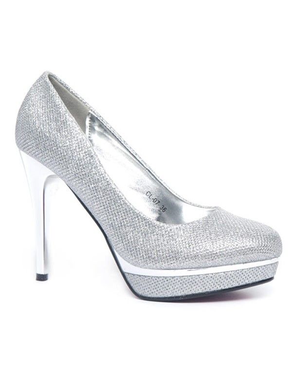 Chaussure femme Style Shoes: Escarpin pailleté argent