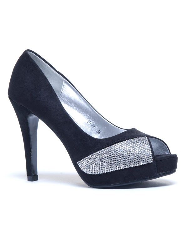 Chaussure femme Style Shoes: Escarpins noirs à bout ouvert