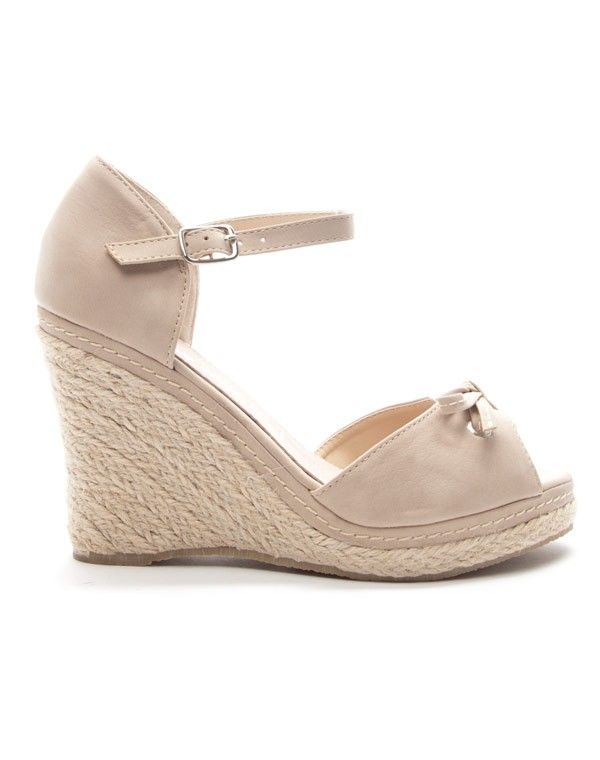 Chaussure femme Style Shoes: Sandale compensée - beige