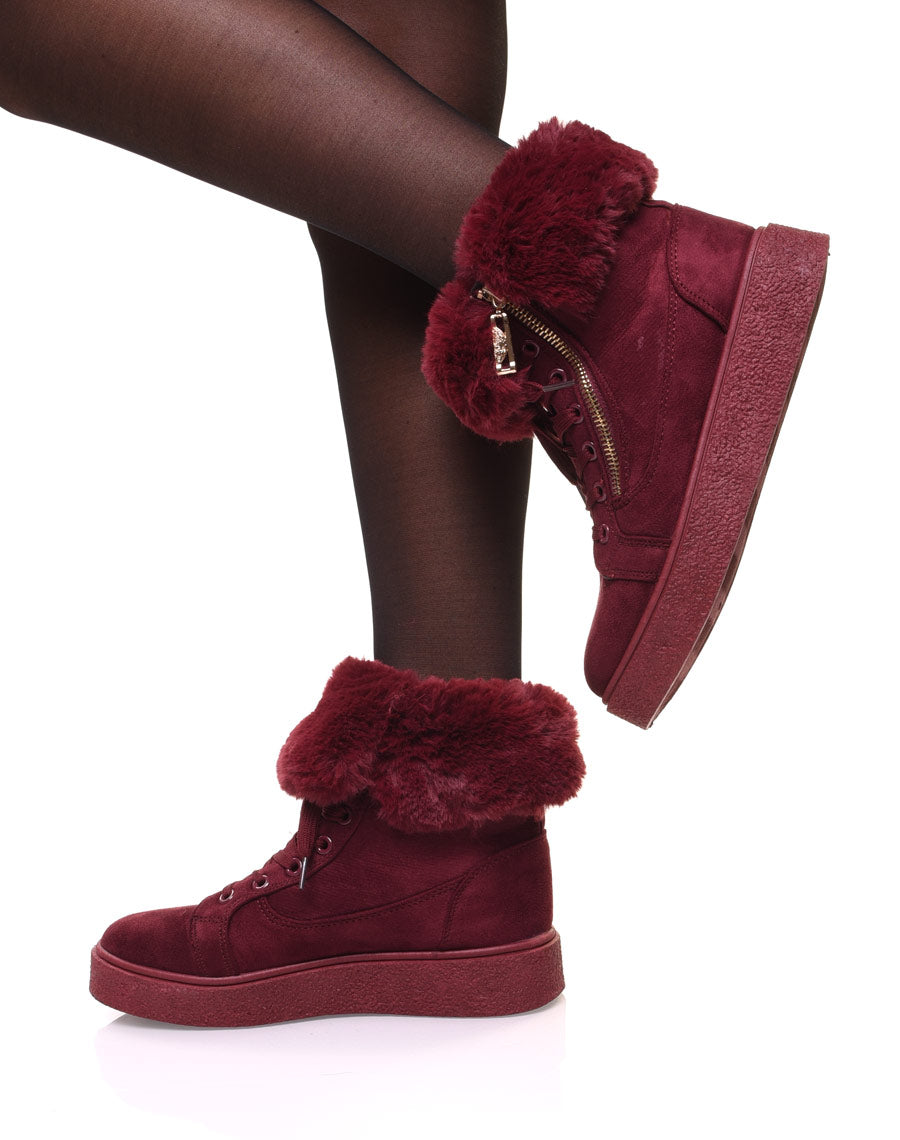 Chaussures bordeaux montantes fourrées
