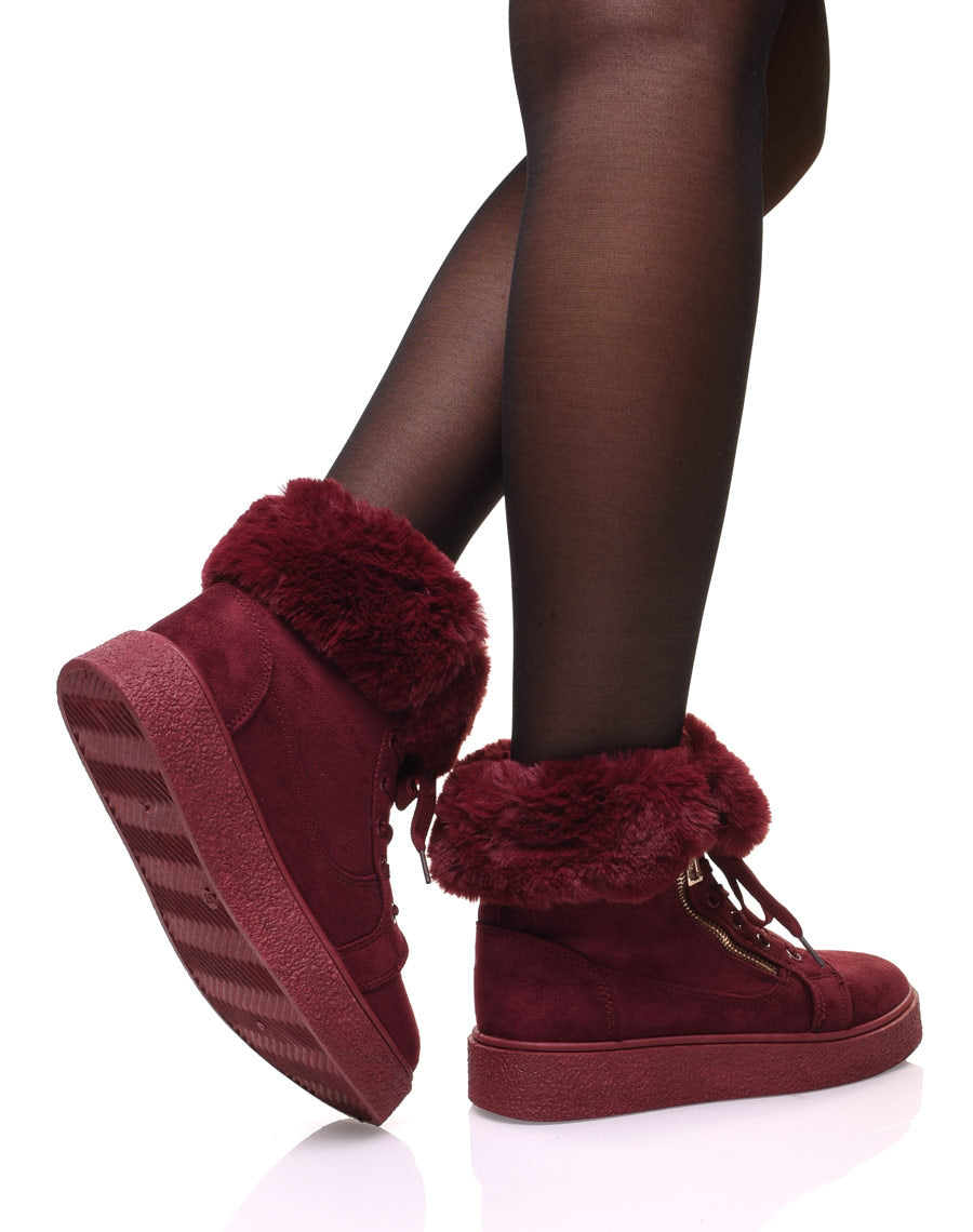 Chaussures bordeaux montantes fourrées
