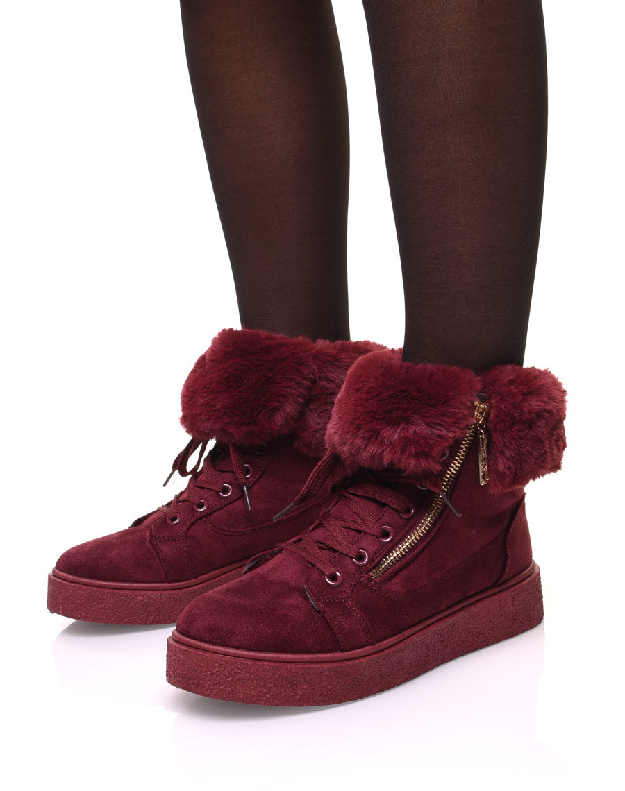 Chaussures bordeaux montantes fourrées