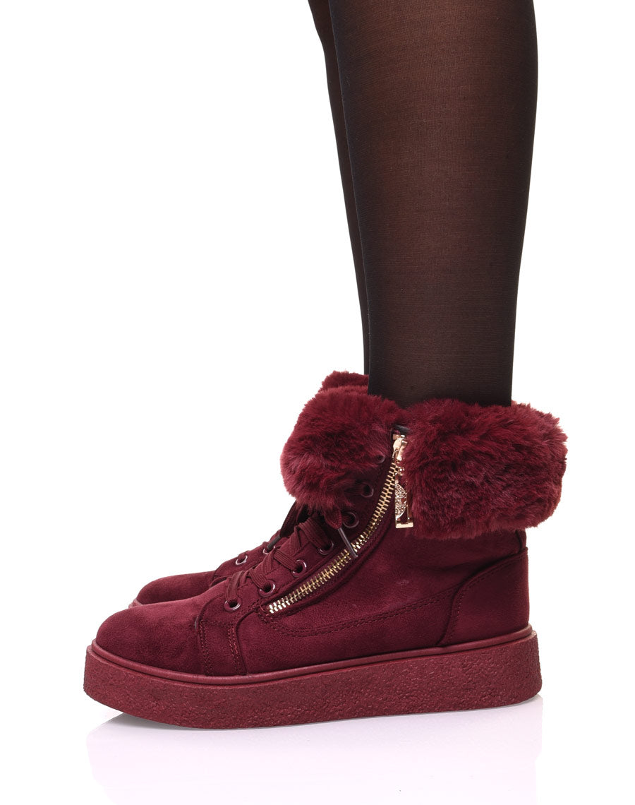 Chaussures bordeaux montantes fourrées
