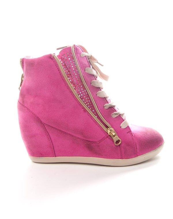 Chaussures femme Findlay: Basket compensée vintage fuchsia