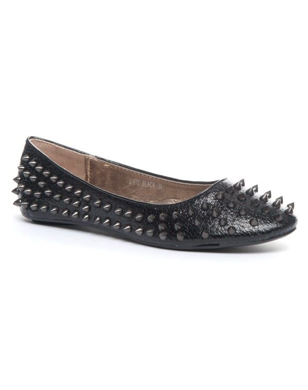 Chaussures femme Metalika: Ballerine cloutée noire