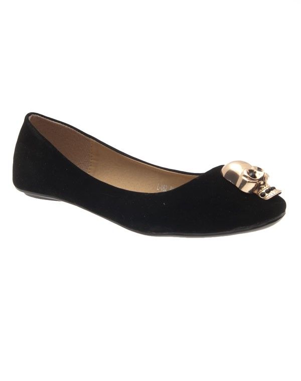 Chaussures femme Metalika: Ballerine tête de mort noir